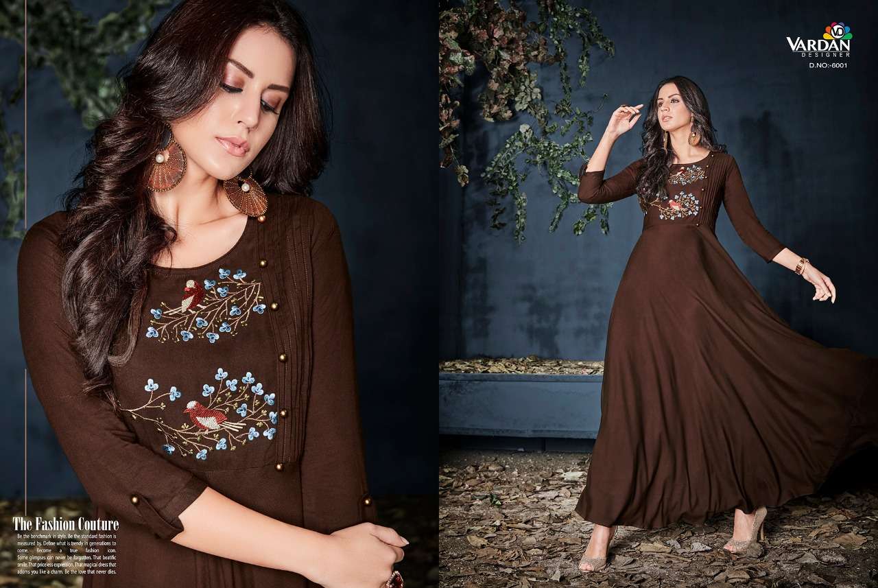 Vardan Designer Gulnaz Vol - 1 Riyon Long Kurti Wholesale catalog