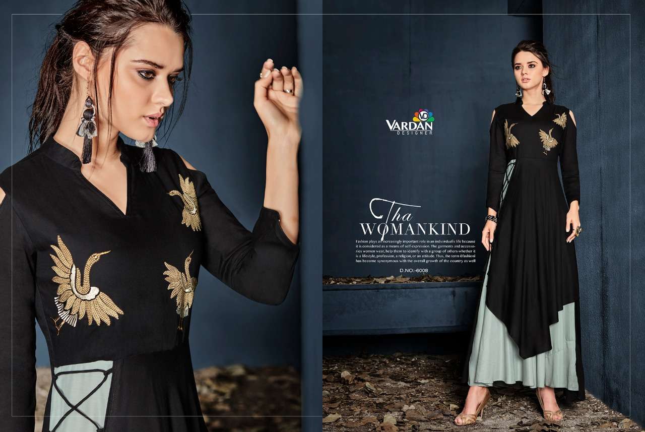 Vardan Designer Gulnaz Vol - 1 Riyon Long Kurti Wholesale catalog