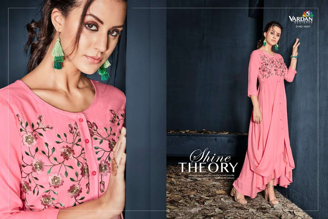 Vardan Designer Gulnaz Vol - 1 Riyon Long Kurti Wholesale catalog