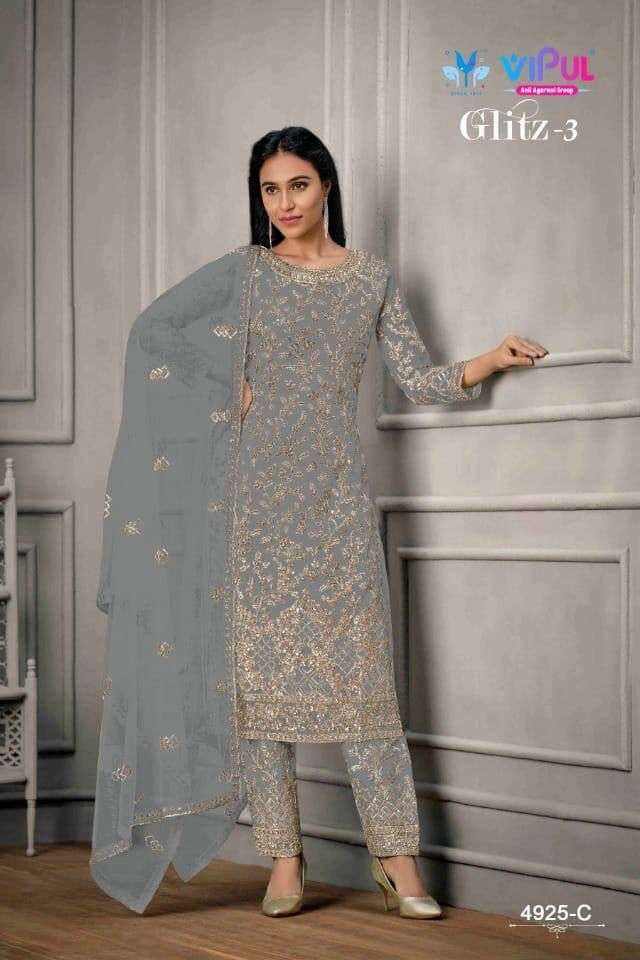 VIPUL GLITZ - 3 Dress Materials Wholesale catalog