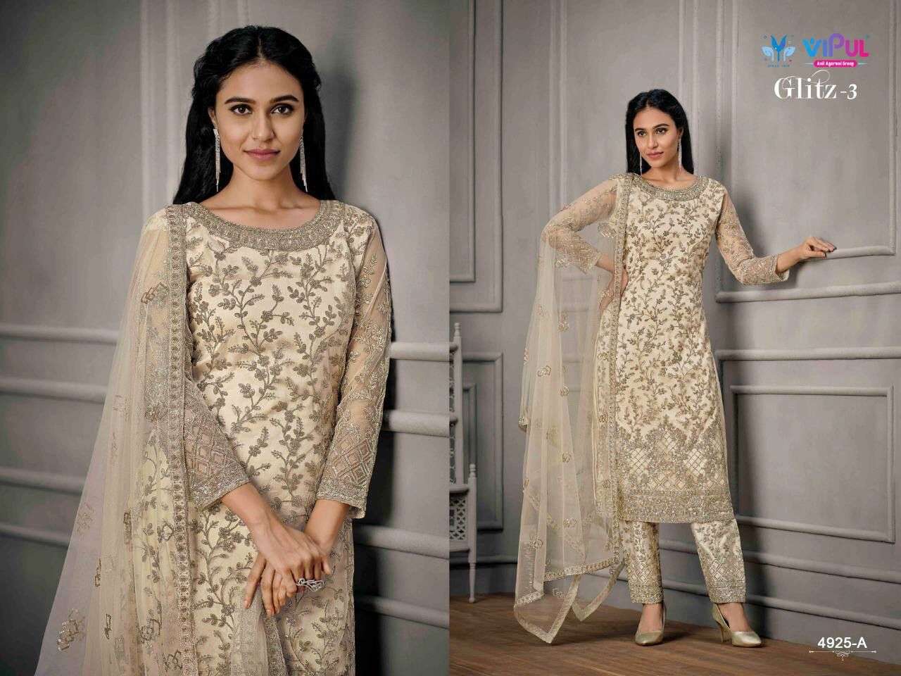 VIPUL GLITZ - 3 Dress Materials Wholesale catalog