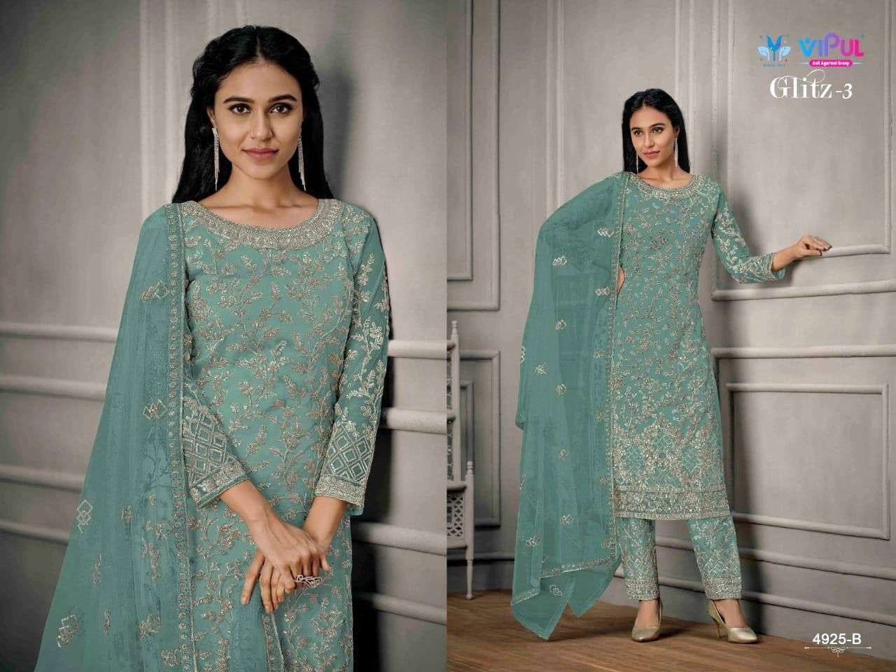 VIPUL GLITZ - 3 Dress Materials Wholesale catalog