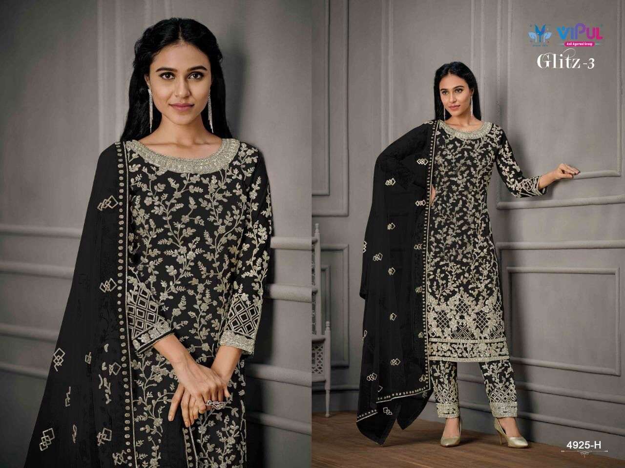 VIPUL GLITZ - 3 Dress Materials Wholesale catalog