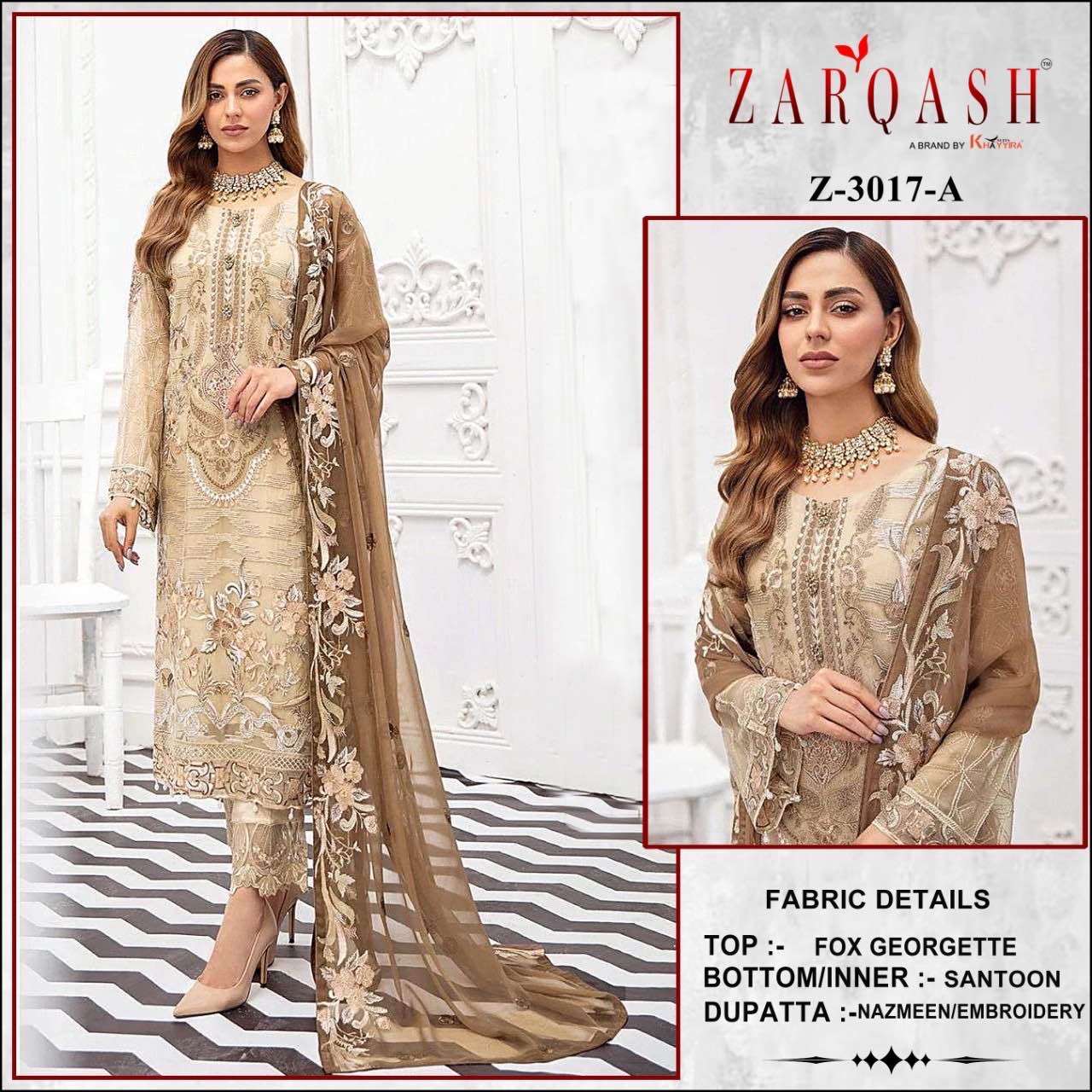 Zarqash Z 3017 Embroidery Pakistani Salwar Kameez Wholesale catalog