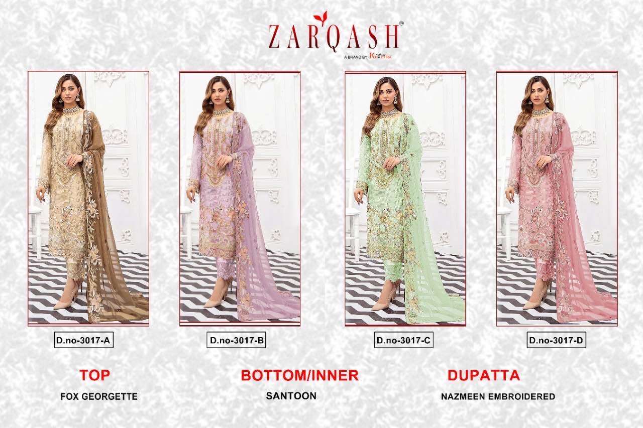 Zarqash Z 3017 Embroidery Pakistani Salwar Kameez Wholesale catalog