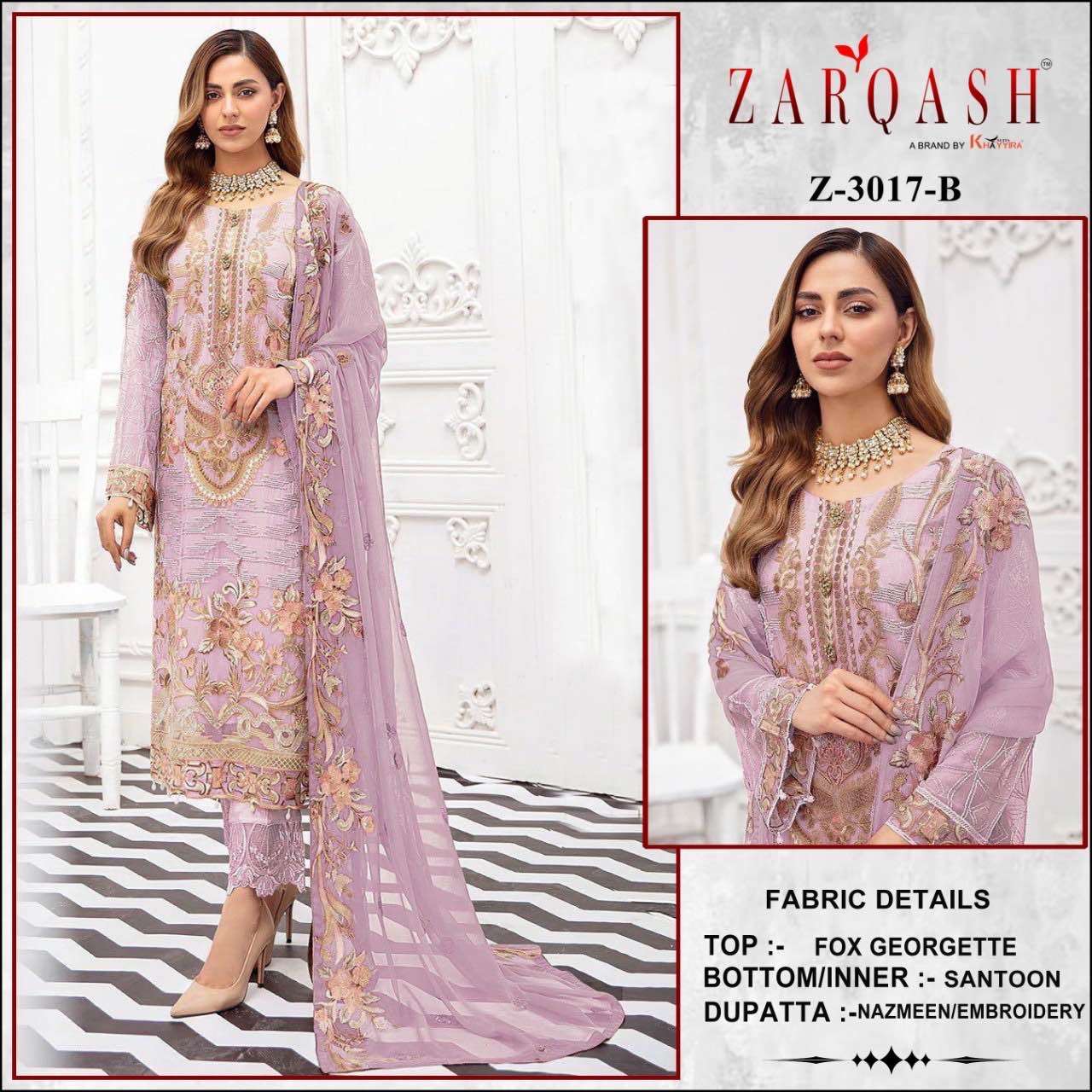 Zarqash Z 3017 Embroidery Pakistani Salwar Kameez Wholesale catalog