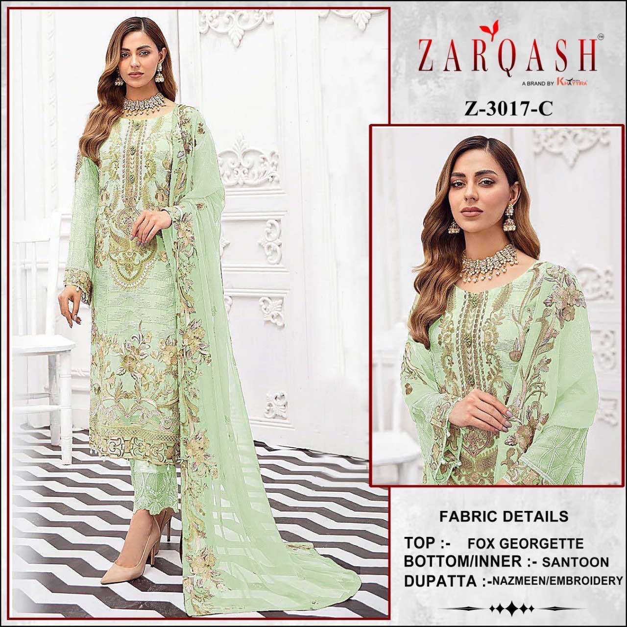 Zarqash Z 3017 Embroidery Pakistani Salwar Kameez Wholesale catalog