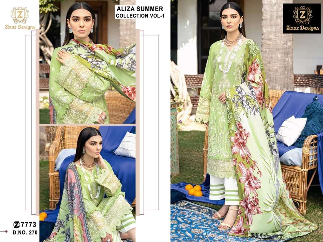 Ziaaz Aliza Summer 270 And 271 Cambric Cotton Pakistani Suits Wholesale catalog