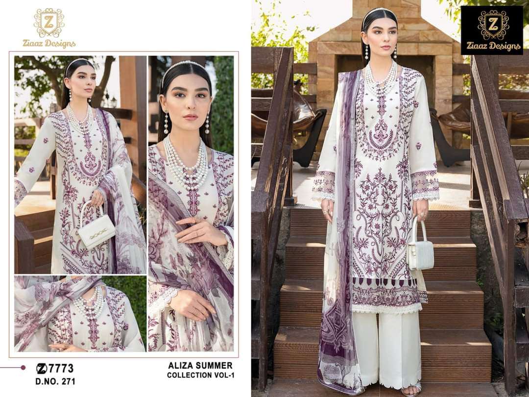 Ziaaz Aliza Summer 270 And 271 Cambric Cotton Pakistani Suits Wholesale catalog