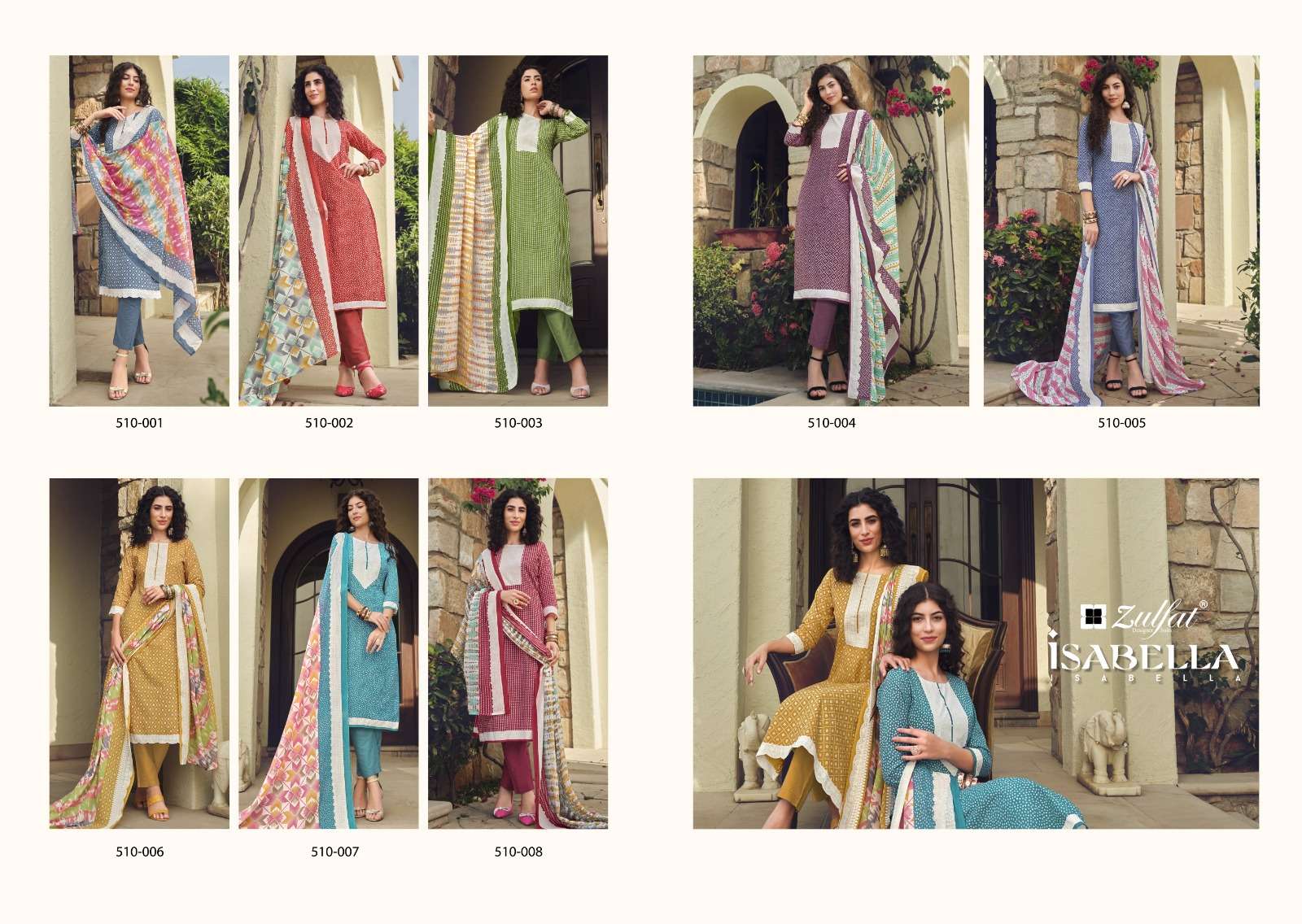 Zulfat ISABELLA Pure Cotton Women Dress Materials Wholesale catalog
