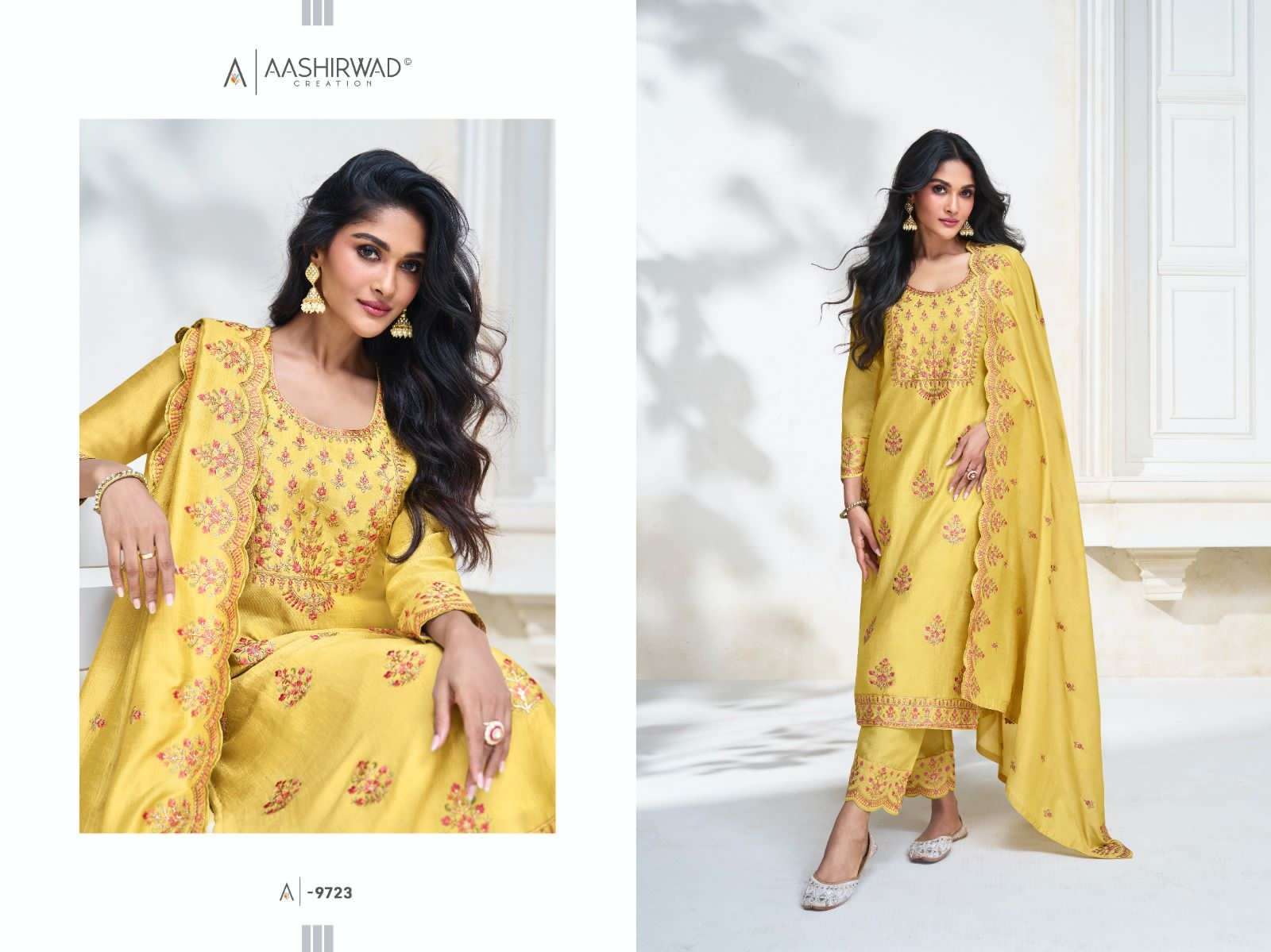 AASHIRWAD CREATION OLIVE   Salwar kameez Wholesale catalog