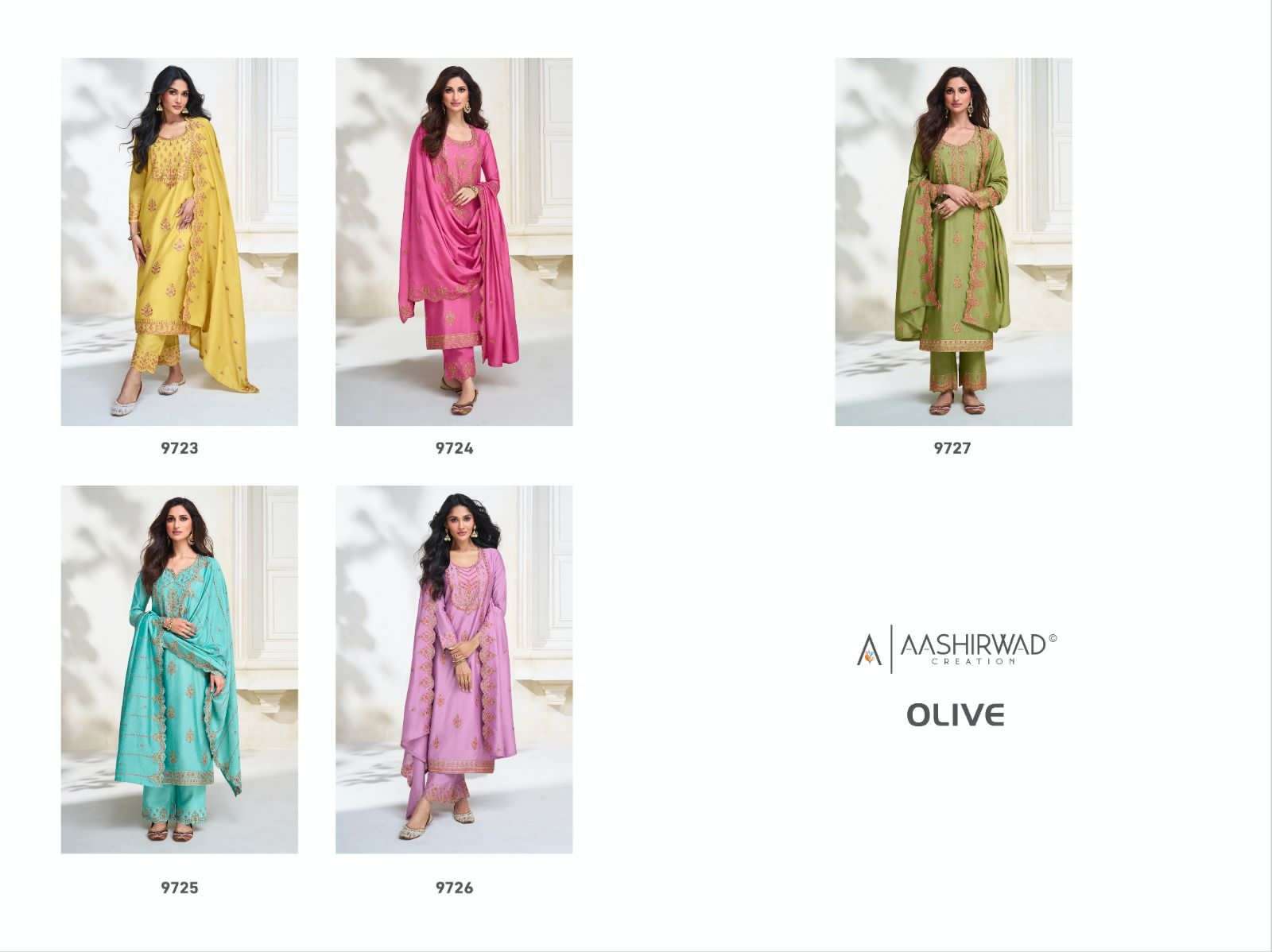 AASHIRWAD CREATION OLIVE   Salwar kameez Wholesale catalog