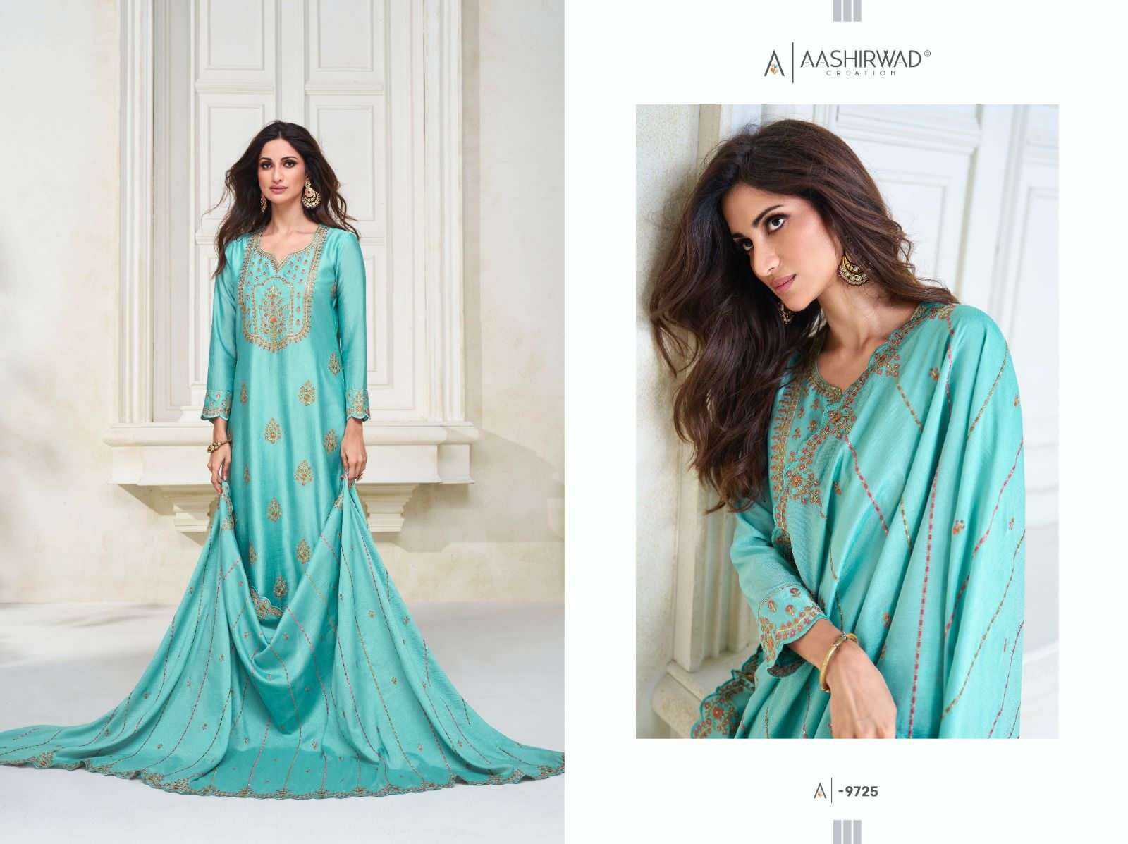 AASHIRWAD CREATION OLIVE   Salwar kameez Wholesale catalog
