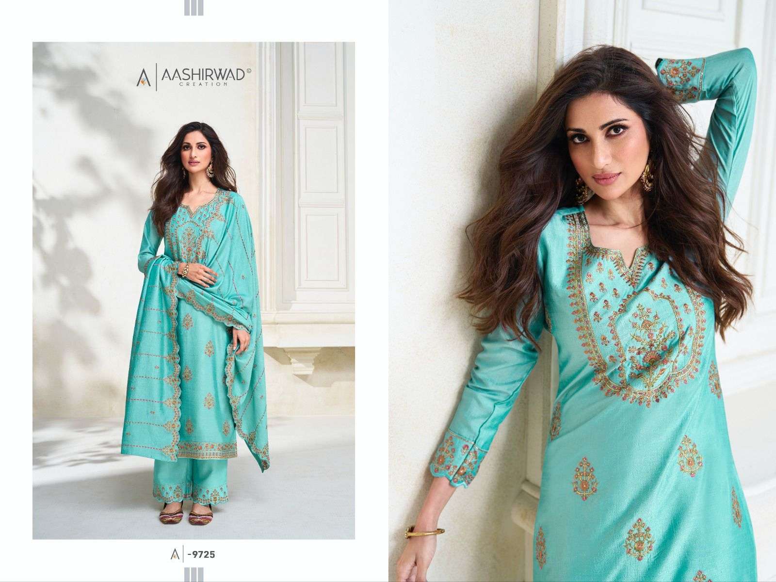 AASHIRWAD CREATION OLIVE   Salwar kameez Wholesale catalog