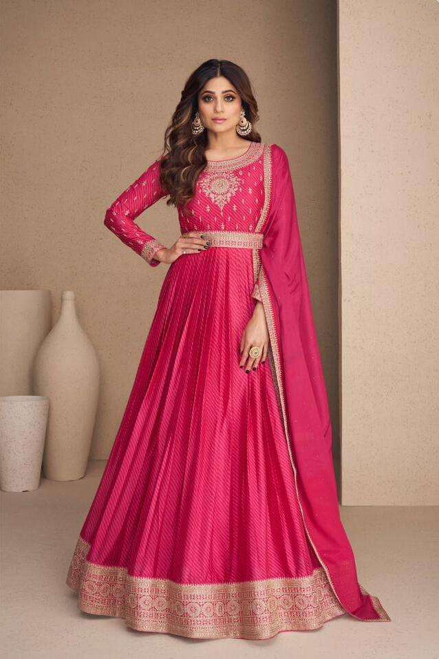 AASHIRWAD CREATION RANI SAHIBA CHINNON  SILK Gown Kurti Wholesale catalog