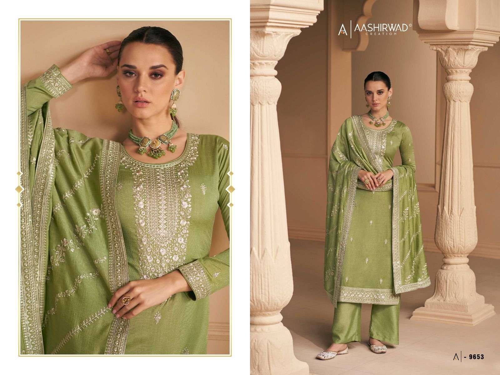 AASHIRWAD FALAKPREMIUM SILK Salwar kameez Wholesale catalog