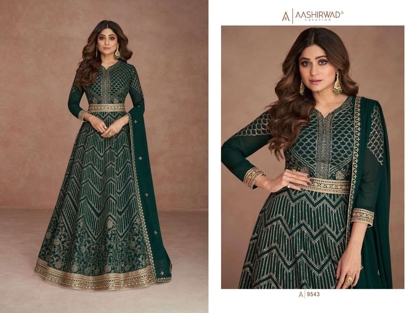 AASHIRWAD  SAJNI  GEROGETTE Gown Kurti Wholesale catalog