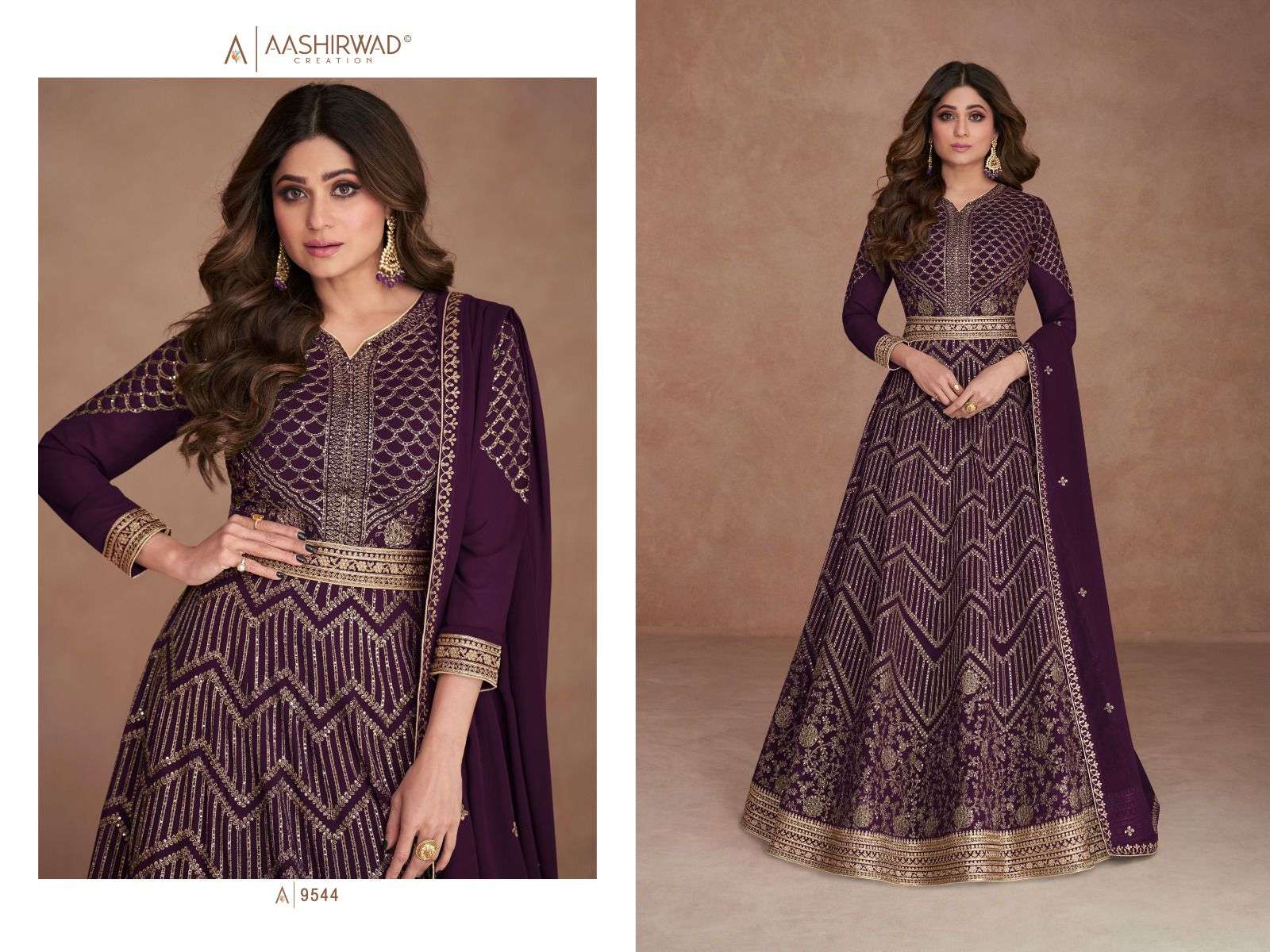 AASHIRWAD  SAJNI  GEROGETTE Gown Kurti Wholesale catalog
