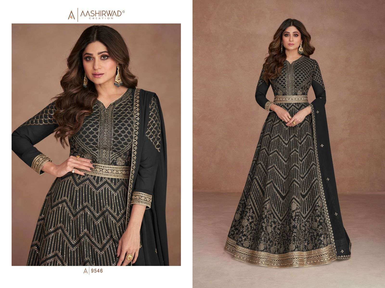 AASHIRWAD  SAJNI  GEROGETTE Gown Kurti Wholesale catalog
