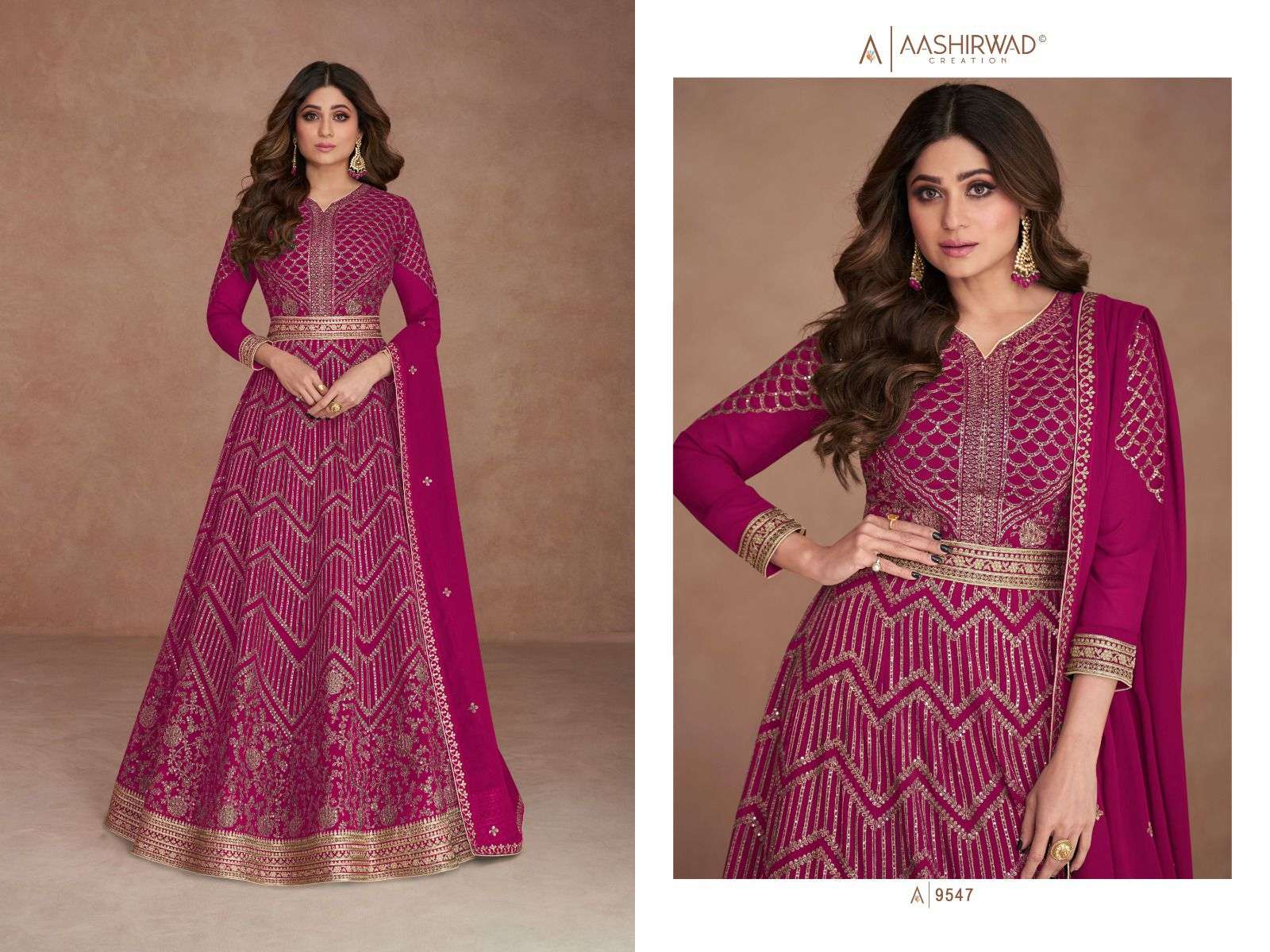 AASHIRWAD  SAJNI  GEROGETTE Gown Kurti Wholesale catalog