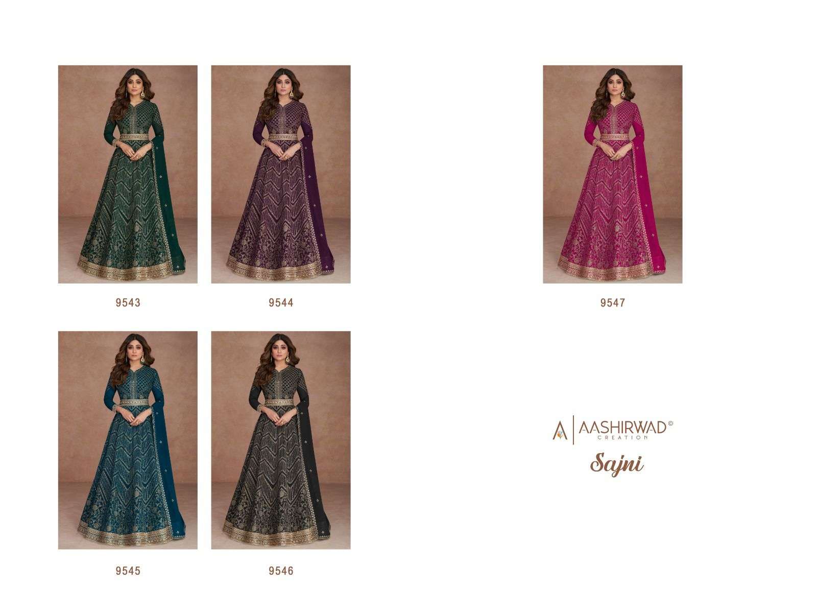 AASHIRWAD  SAJNI  GEROGETTE Gown Kurti Wholesale catalog