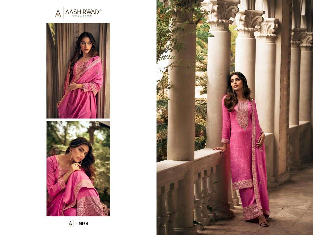 AASHIRWAD ZEEYA  MYNTRA SILK WITH SILK SANTOO Salwar kameez Wholesale catalog