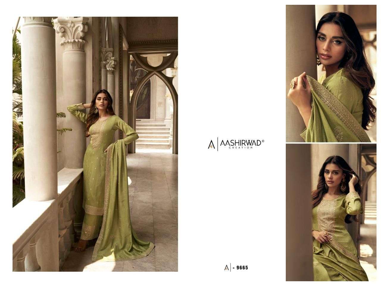 AASHIRWAD ZEEYA  MYNTRA SILK WITH SILK SANTOO Salwar kameez Wholesale catalog