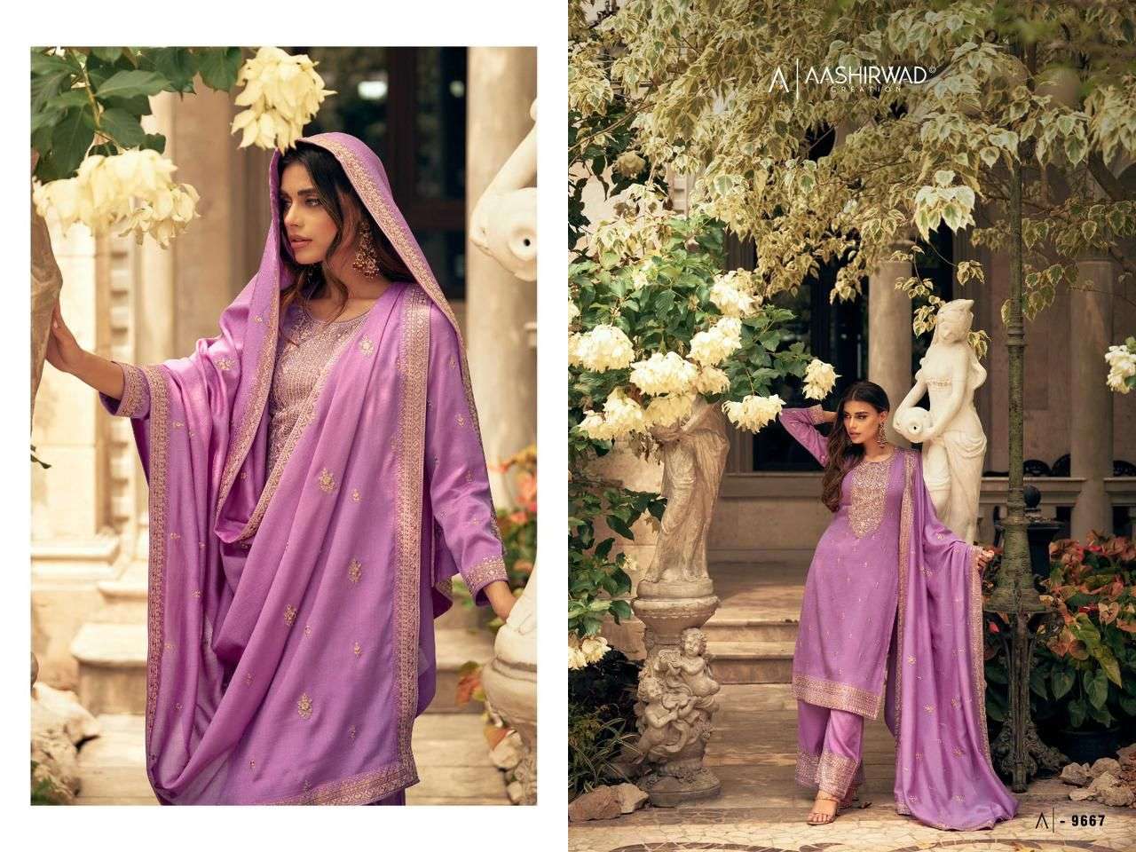 AASHIRWAD ZEEYA  MYNTRA SILK WITH SILK SANTOO Salwar kameez Wholesale catalog