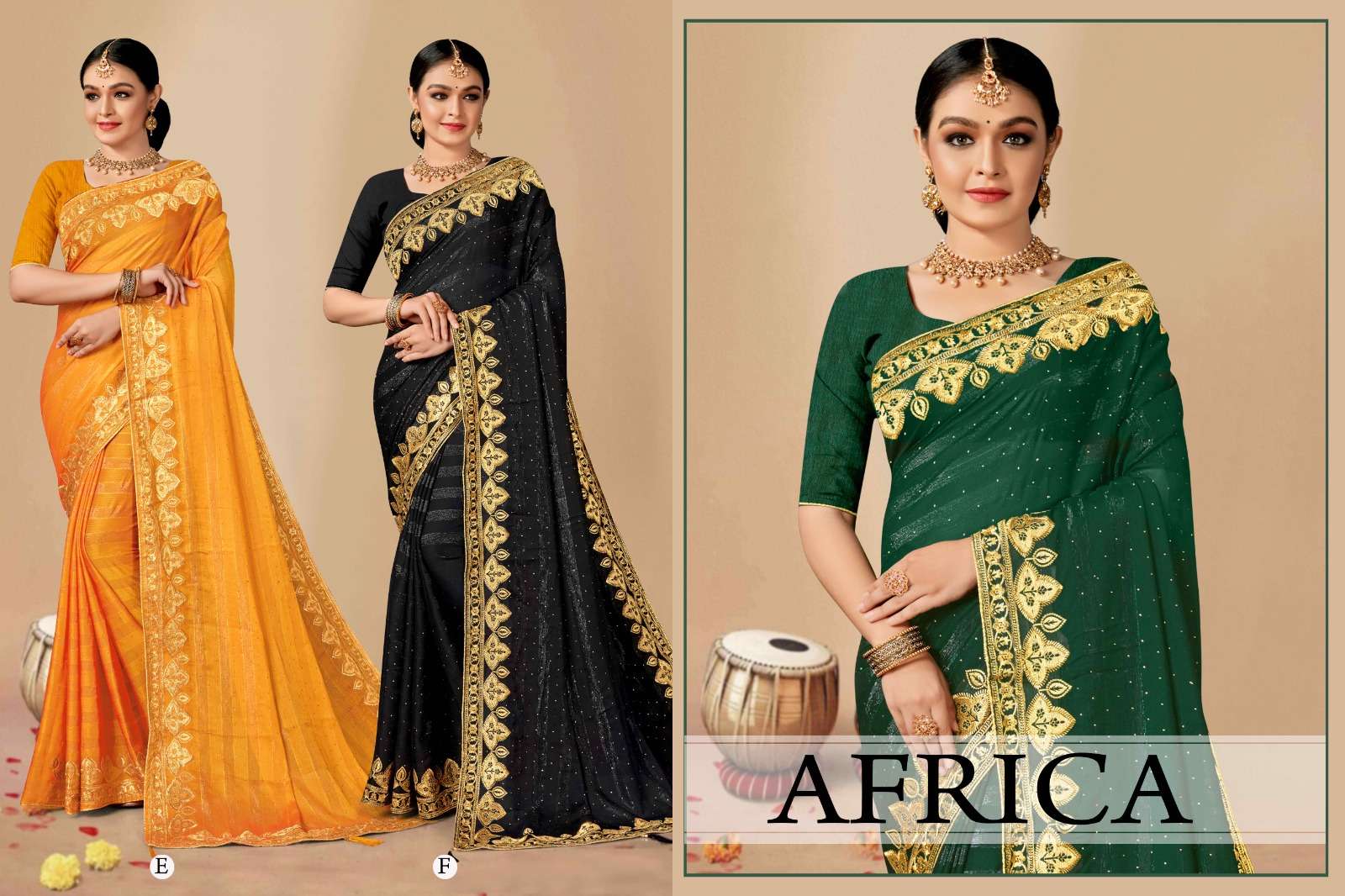 AFRICA  BY RONISHA SAREE  FANCY FABRICS SELF PETTERN WITH SIROSKI DIAMOND AND EMBROIDERY WORK SUPER HIT COLLECTION 