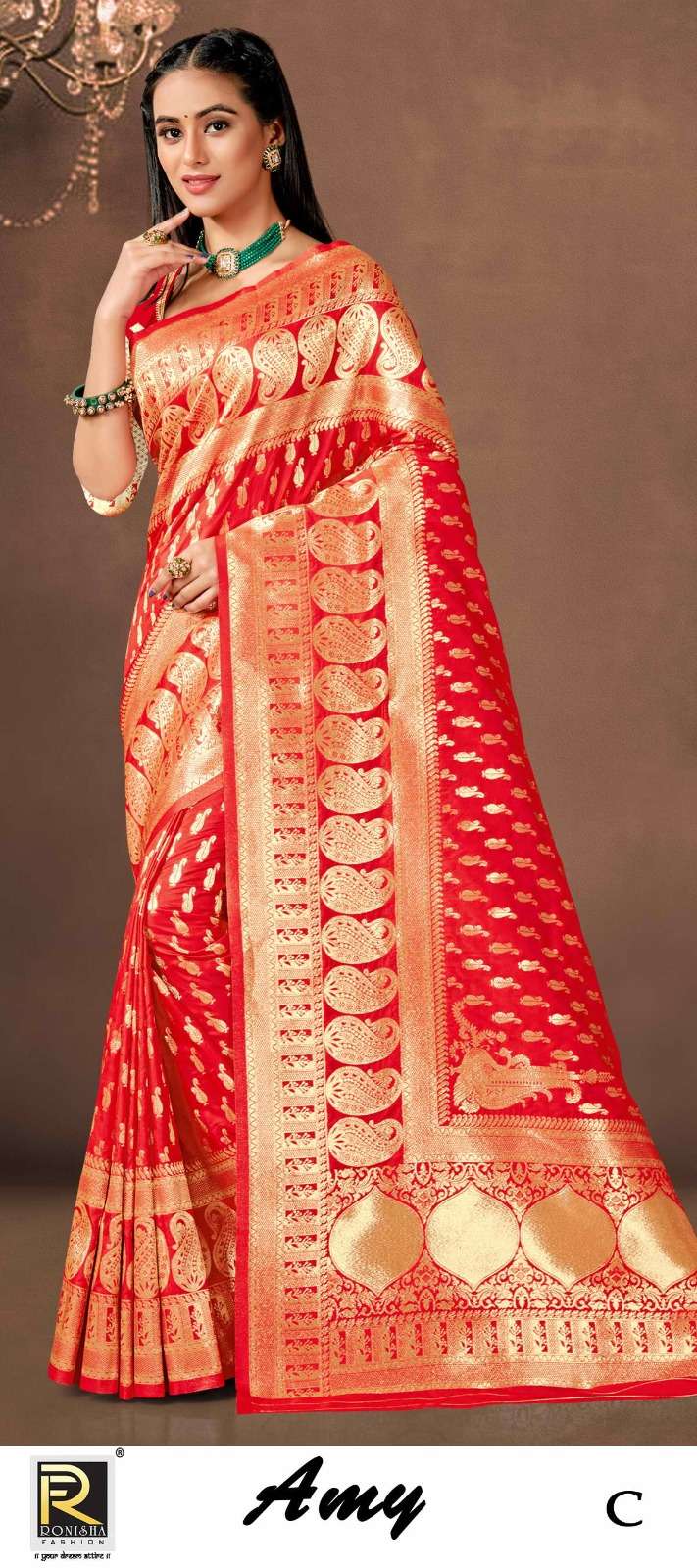 AMY  BY RONISHA SAREE  FABRICS BANARASI SILK 50*600 FANCY DESIGNER SUPER HIT COLLECTION 