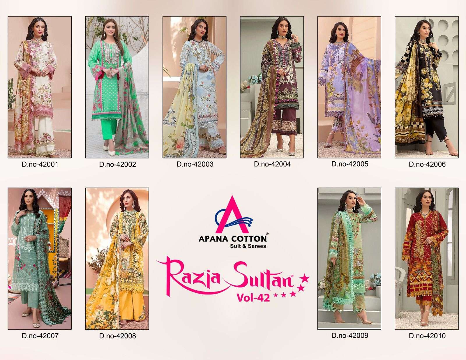 APANA COTTON RAZIA SULTAN vol-42 Salwar Kameez Wholesale catalog