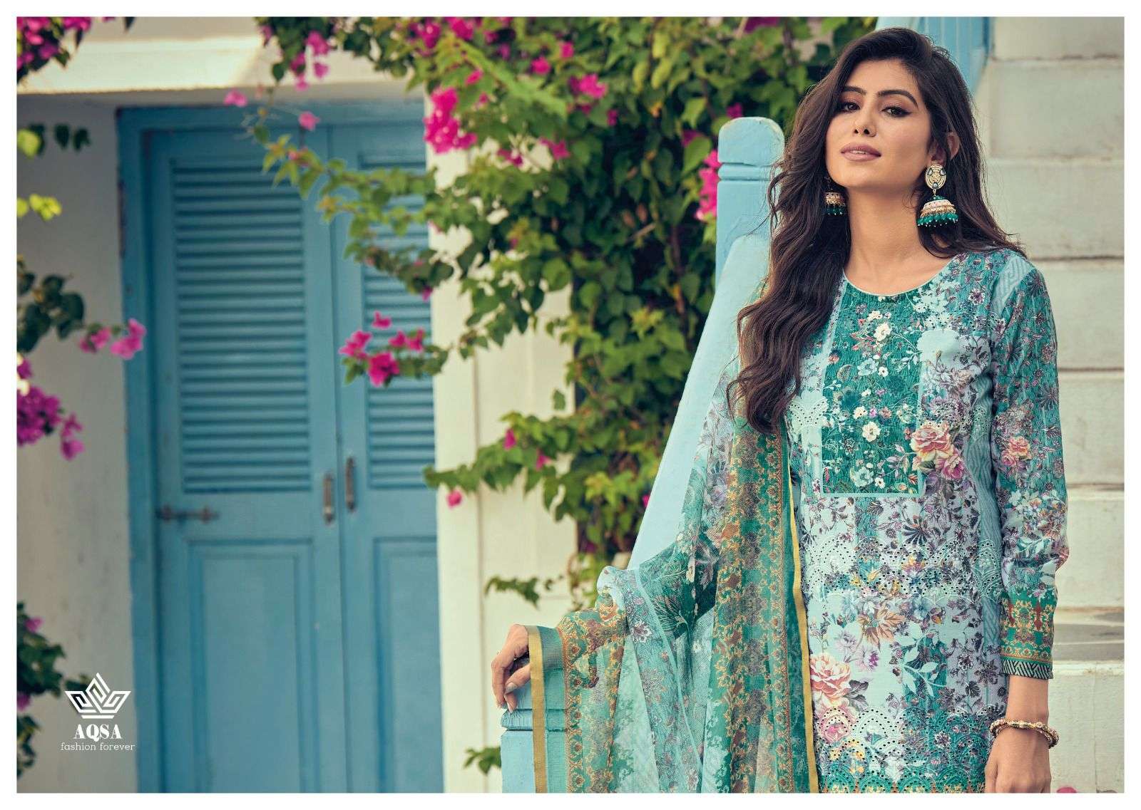 AQSA KEYA Compact cotton  borer embroidery Salwar Kameez Wholesale catalog