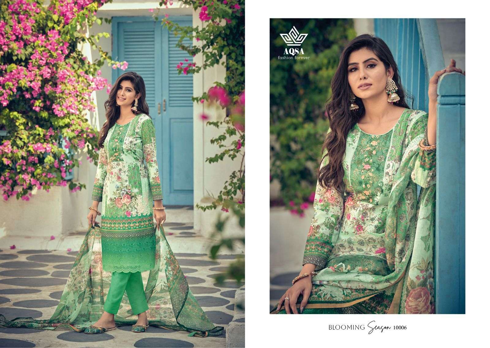 AQSA KEYA Compact cotton  borer embroidery Salwar Kameez Wholesale catalog