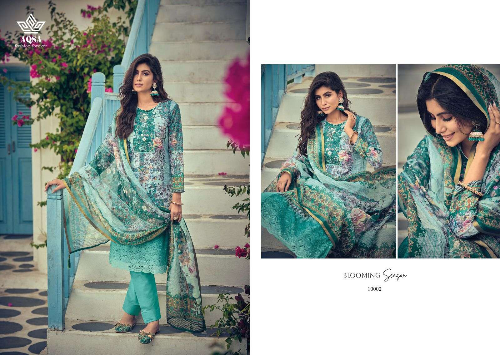 AQSA KEYA Compact cotton  borer embroidery Salwar Kameez Wholesale catalog