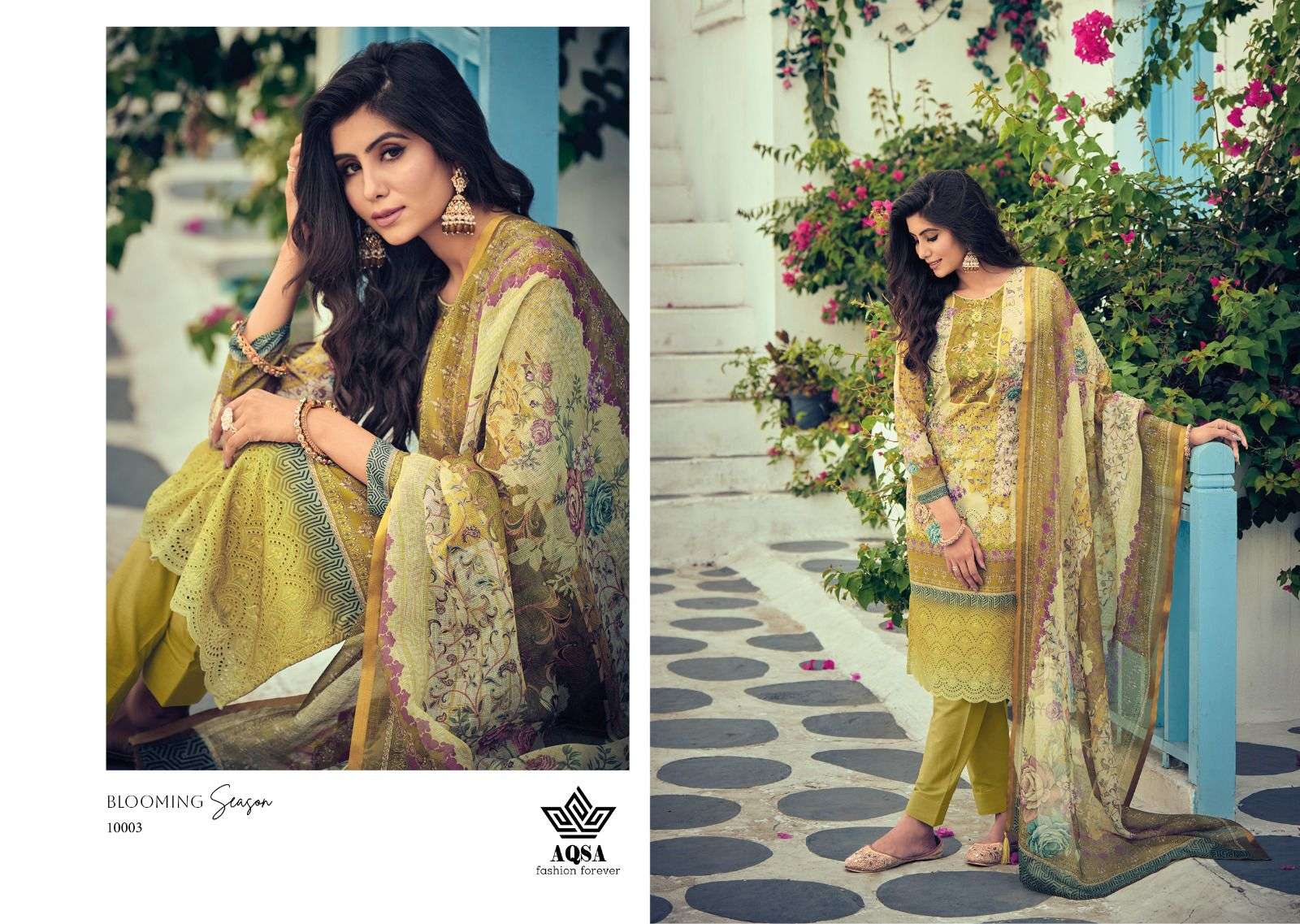 AQSA KEYA Compact cotton  borer embroidery Salwar Kameez Wholesale catalog