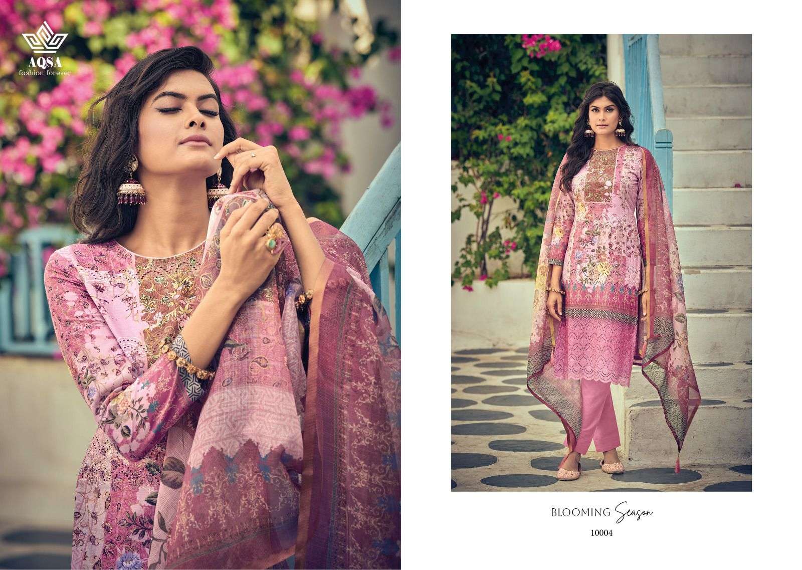 AQSA KEYA Compact cotton  borer embroidery Salwar Kameez Wholesale catalog