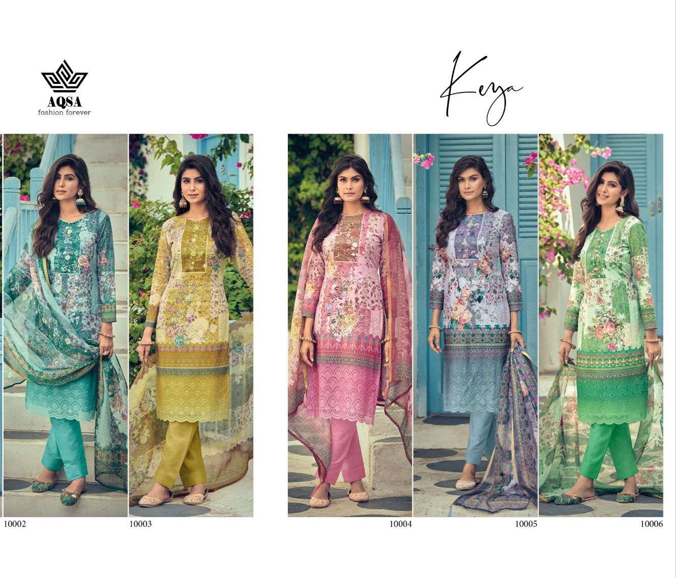 AQSA KEYA Compact cotton  borer embroidery Salwar Kameez Wholesale catalog