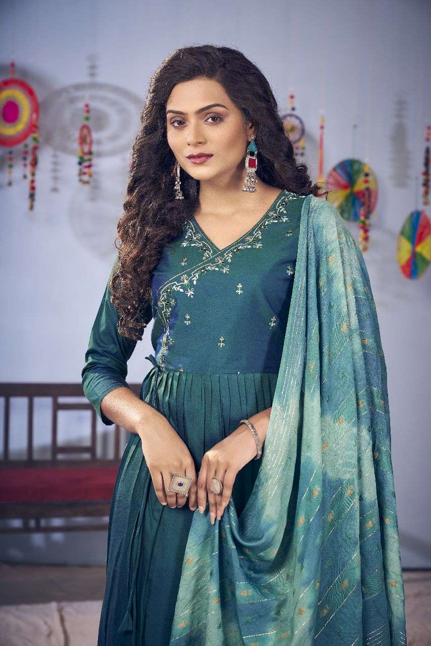 Art Ridh vol-2 Pure viscose chanderi nayra cut Kurti Wholesale catalog