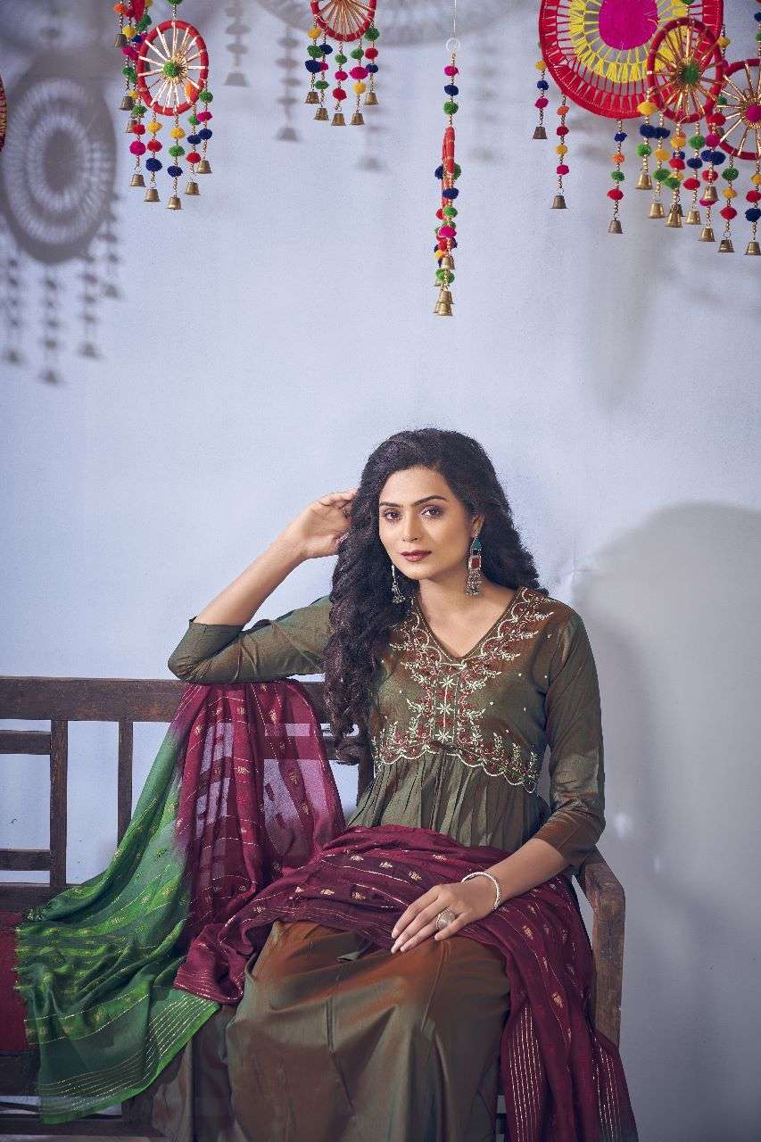 Art Ridh vol-3 Pure viscose chanderi nayra cut Kurti Wholesale catalog