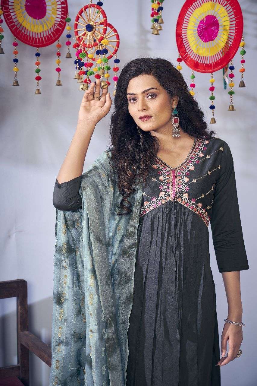 Art Ridh vol-4 Pure viscose chanderi nayra cut Kurti Wholesale catalog