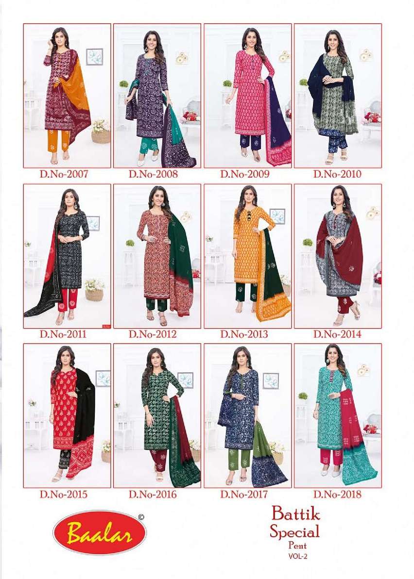 Baalar Battik Special Pent Vol-2 – Kurti Pant With Dupatta - Wholesale Catalog