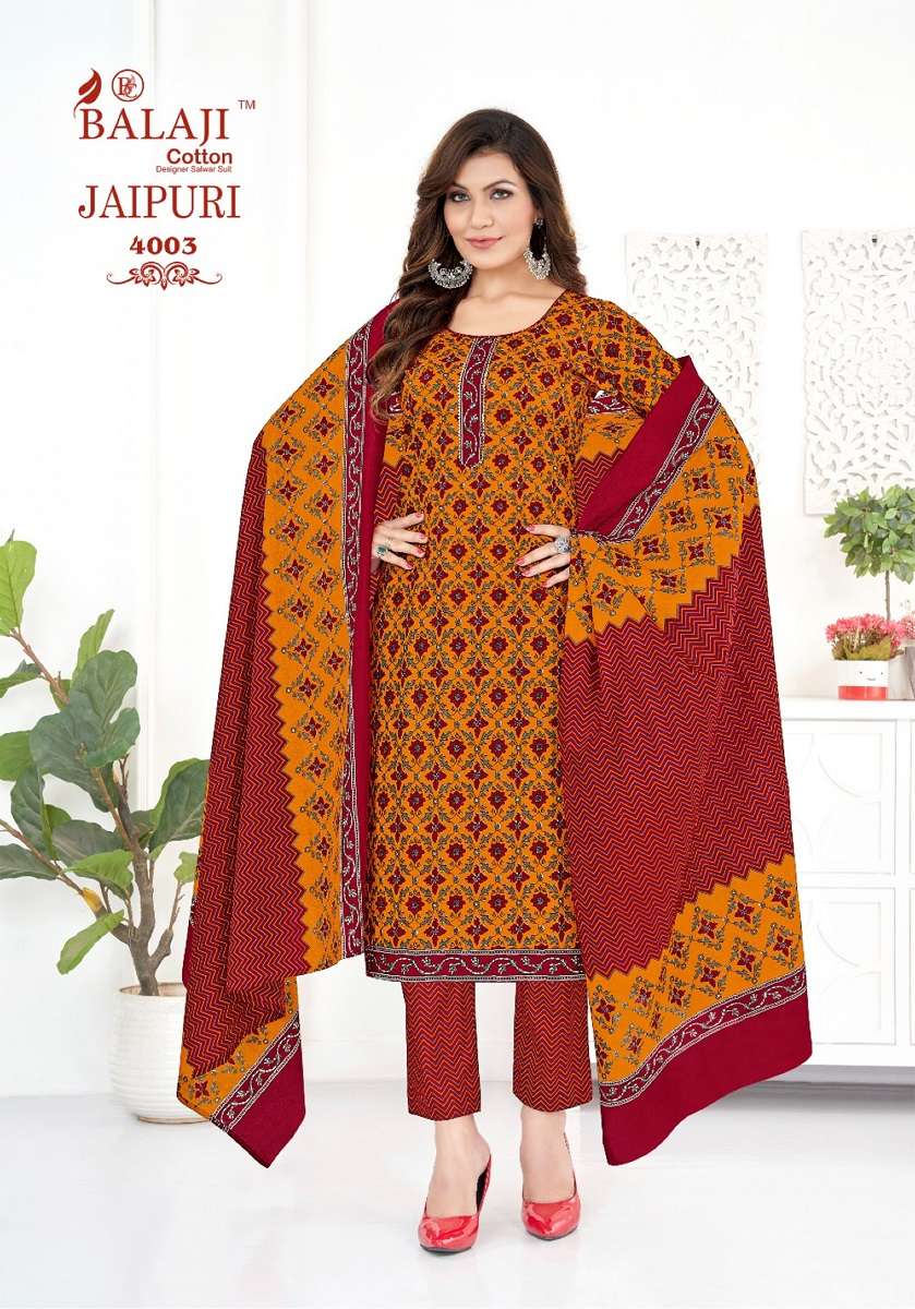 Balaji Jaipuri Vol-4 – Kurti Pant With Dupatta - Wholesale Catalog 