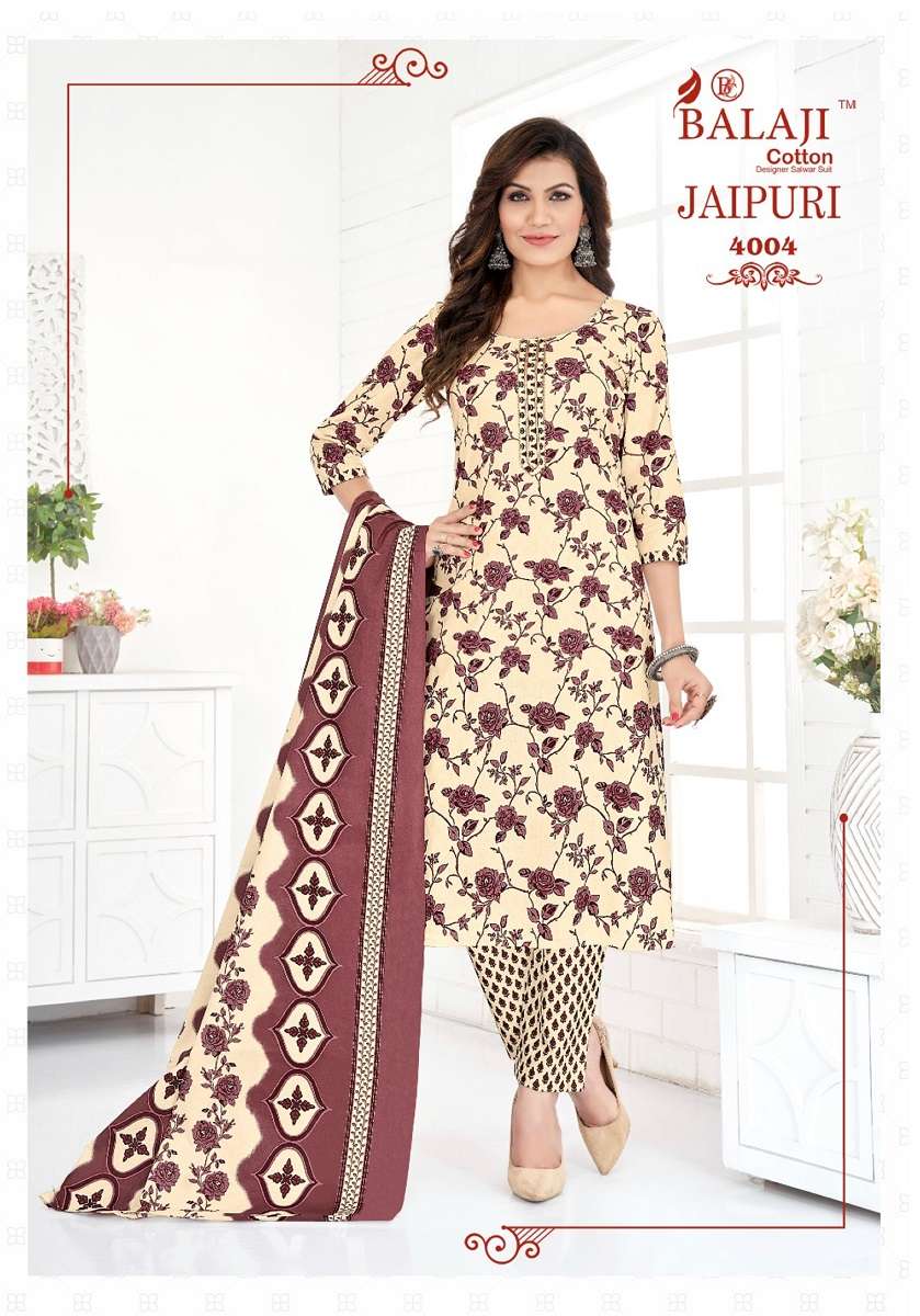 Balaji Jaipuri Vol-4 – Kurti Pant With Dupatta - Wholesale Catalog 