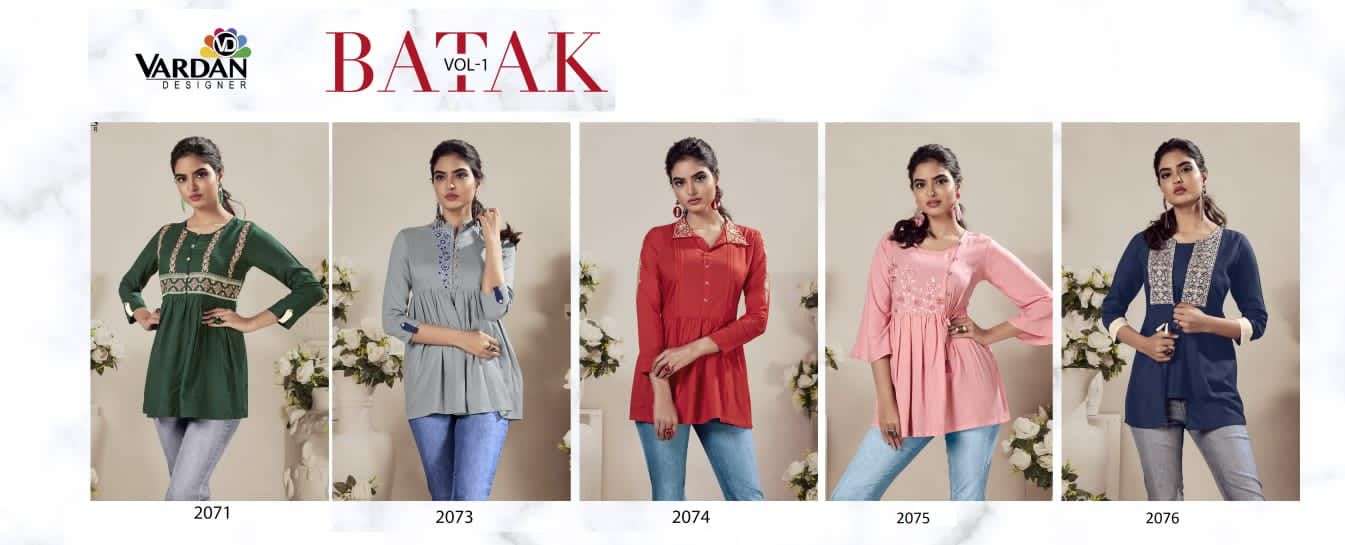 BATAK- Vol-1 Riyon Short Top with Designer style Kurti Wholesale catalog