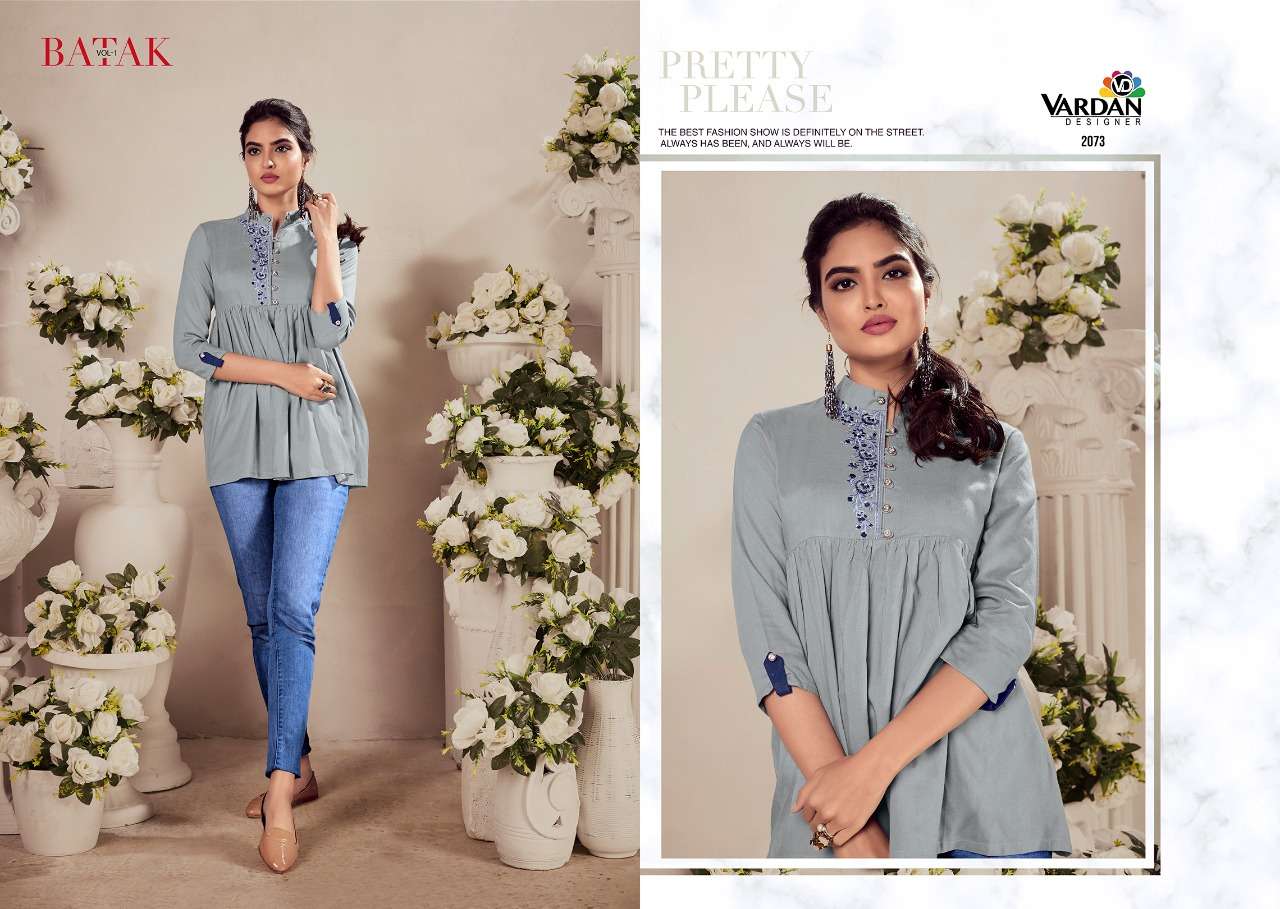 BATAK- Vol-1 Riyon Short Top with Designer style Kurti Wholesale catalog