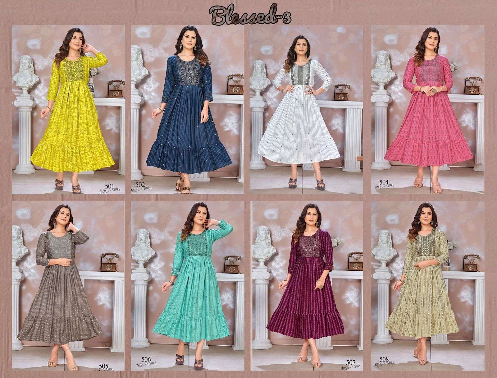BEAUTY QUEEN BLESSED-3 Rayon Kurti Wholesale catalog