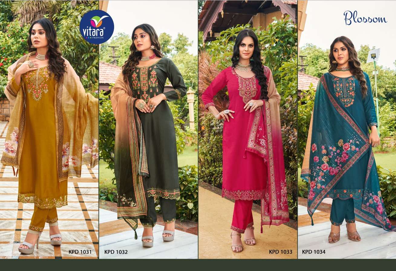 BLOSSAM vol - 1 heavy chinon with embrodry Kurti Wholesale catalog
