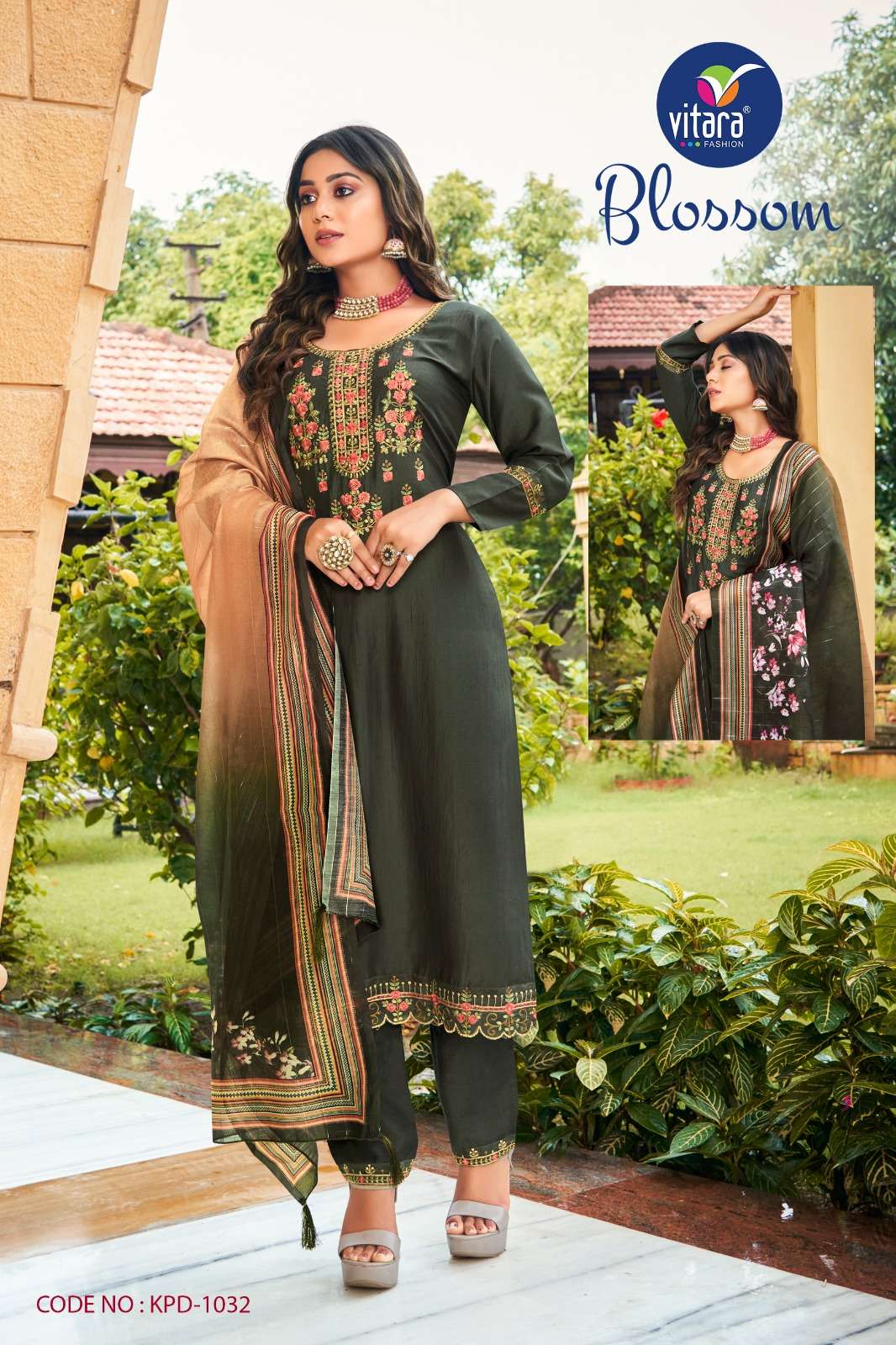 BLOSSAM vol - 2 heavy chinon with embrodry Kurti Wholesale catalog
