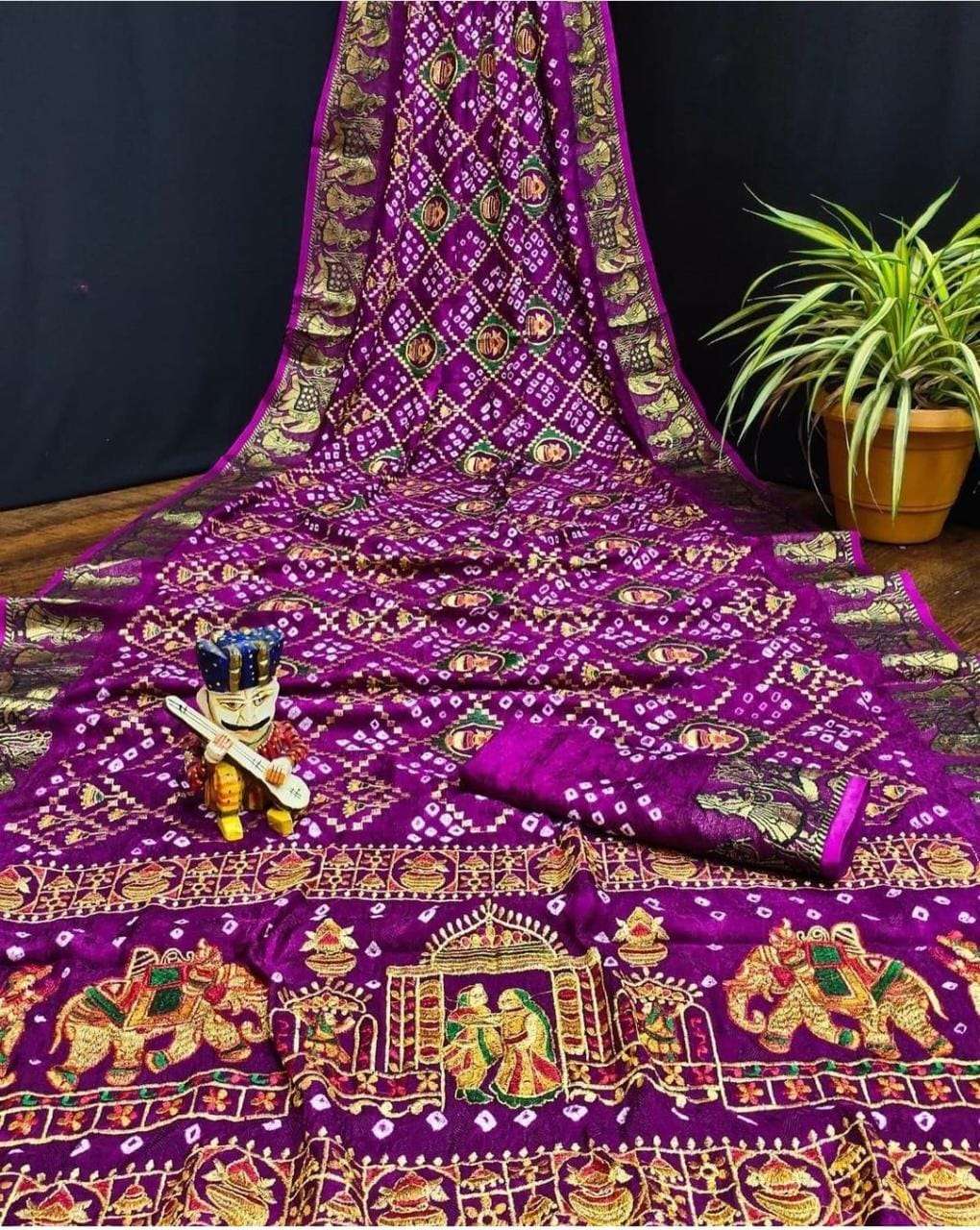 Chaya Art Silk With Zari Weaving Bandhej Saree Wholesale catalog