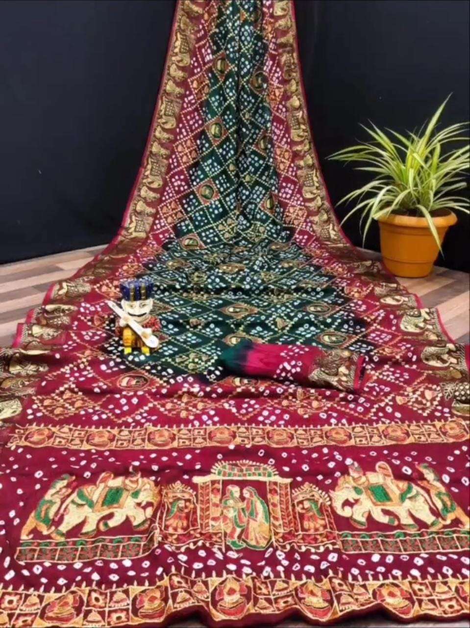 Chaya Art Silk With Zari Weaving Bandhej Saree Wholesale catalog
